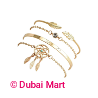 Shining Diva Fashion Set Of 4 Stylish Multilayer Crystal Bangle Charm Bracelet for Women-(Golden)