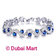 Shining Diva Fashion Royal Blue Crystal High Grade CZ Silver Plated Stylish Bracelet