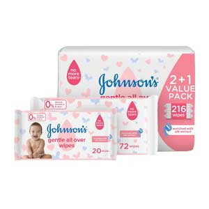 Johnson's Baby Wipes -, Gentle All Over, (216 Total Count)