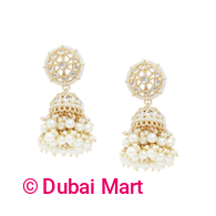 ZAVERI PEARLS Gold Tone Traditional Kundan & Pearls Jhumki Earring For Women