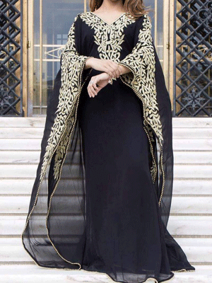 MOROCCAN DUBAI KAFTAN ABAYA EVENING ROYAL ISLAMIC ABAYA CAFTAN AARI | STONE WORK DRESSES