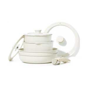 CAROTE 8pcs Nonstick Cookware Set with Detachable Handle