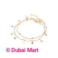 Boho Layered Rhinestone Gold Crystal Anklet