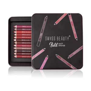 SWISS BEAUTY Bold Matte Lipliner Pencil (Multicolor, Pack of 12)
